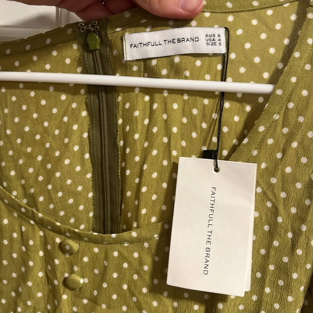 Faithfull the Brand Sophia Mini Dress Belmont Dot Print Dress US Size 4/Small - Picture 2 of 11